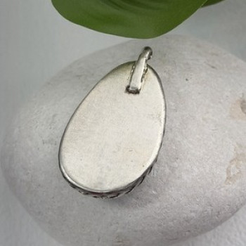 925 Sterling Silver Turquoise Pendant Length 1.8 in