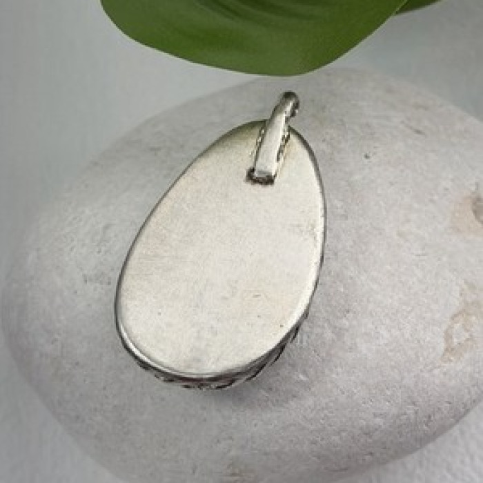 925 Sterling Silver Turquoise Pendant Length 1.8 in