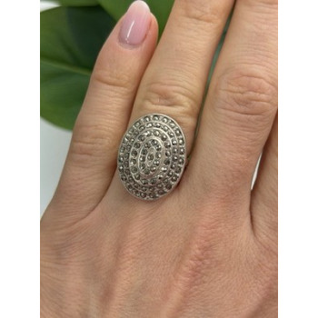 Beautiful Vintage 925 Sterling Silver Marcasite Ring Size 6