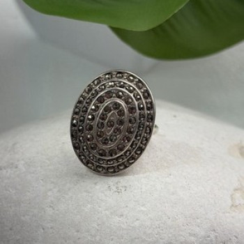 Beautiful Vintage 925 Sterling Silver Marcasite Ring Size 6