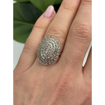 Beautiful Vintage 925 Sterling Silver Marcasite Ring Size 6