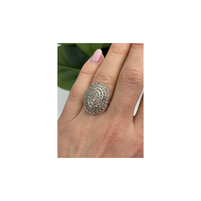Beautiful Vintage 925 Sterling Silver Marcasite Ring Size 6