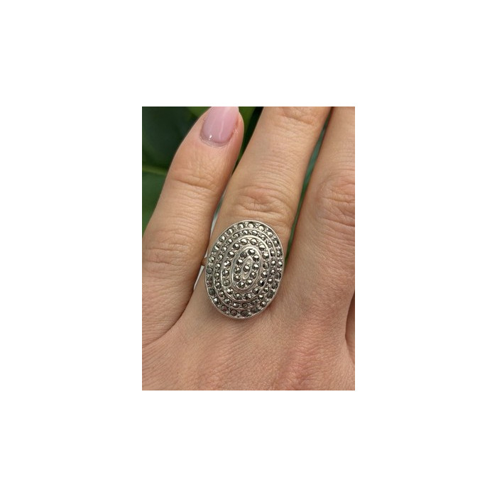 Beautiful Vintage 925 Sterling Silver Marcasite Ring Size 6