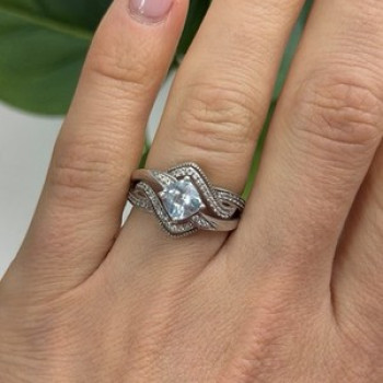 JWBR 925 Sterling Silver Topaz & Beryl Ring Size 7