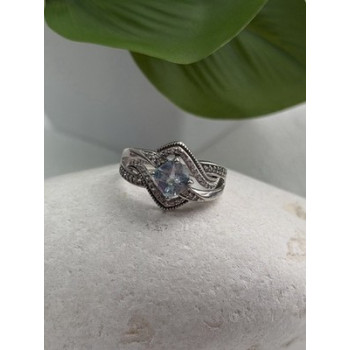 JWBR 925 Sterling Silver Topaz & Beryl Ring Size 7