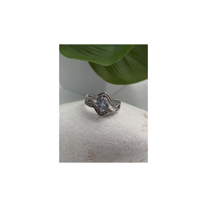 JWBR 925 Sterling Silver Topaz & Beryl Ring Size 7