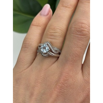 JWBR 925 Sterling Silver Topaz & Beryl Ring Size 7