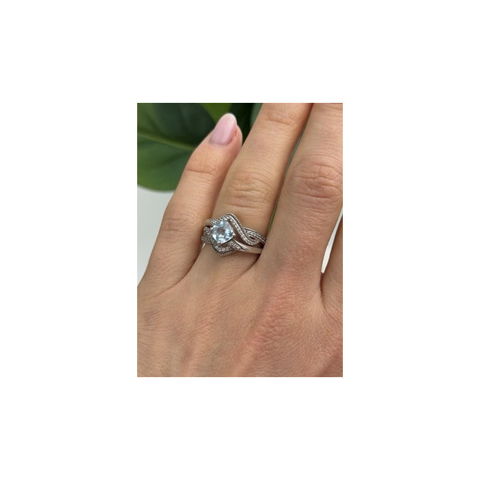 JWBR 925 Sterling Silver Topaz & Beryl Ring Size 7