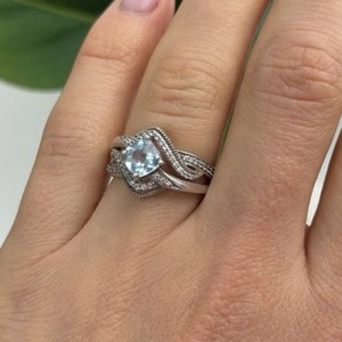 JWBR 925 Sterling Silver Topaz & Beryl Ring Size 7