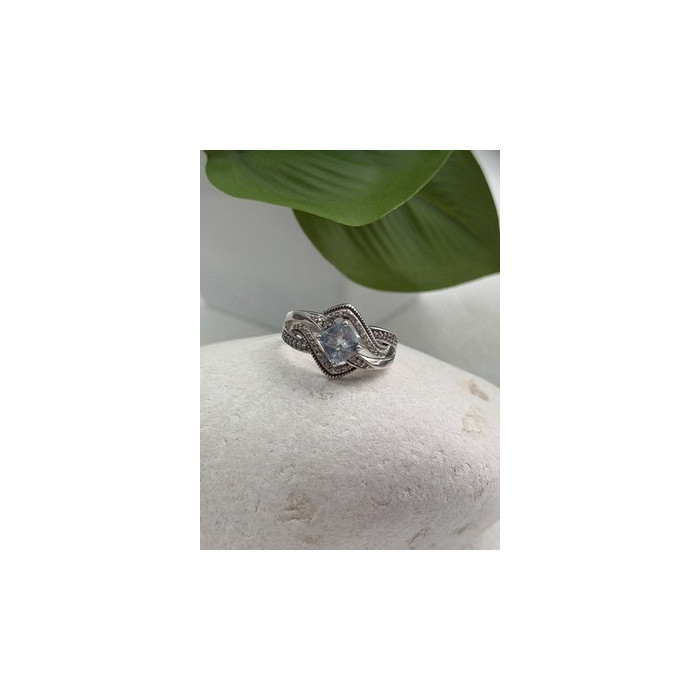 JWBR 925 Sterling Silver Topaz & Beryl Ring Size 7
