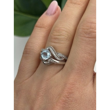 JWBR 925 Sterling Silver Topaz & Beryl Ring Size 7