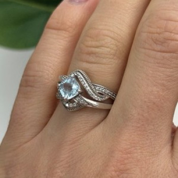 JWBR 925 Sterling Silver Topaz & Beryl Ring Size 7
