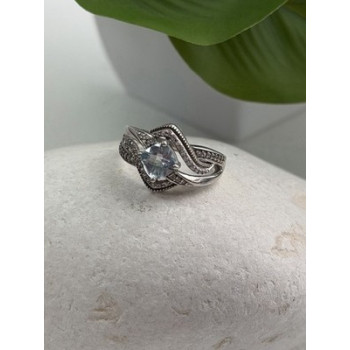 JWBR 925 Sterling Silver Topaz & Beryl Ring Size 7