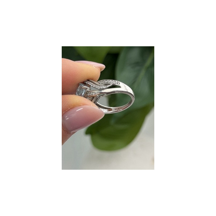 JWBR 925 Sterling Silver Topaz & Beryl Ring Size 7