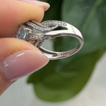 JWBR 925 Sterling Silver Topaz & Beryl Ring Size 7