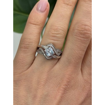 JWBR 925 Sterling Silver Topaz & Beryl Ring Size 7