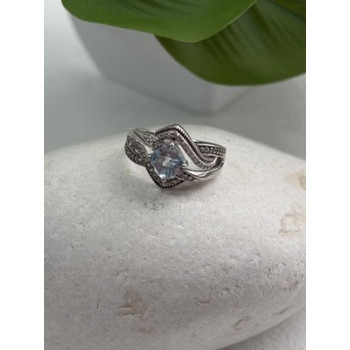 JWBR 925 Sterling Silver Topaz & Beryl Ring Size 7