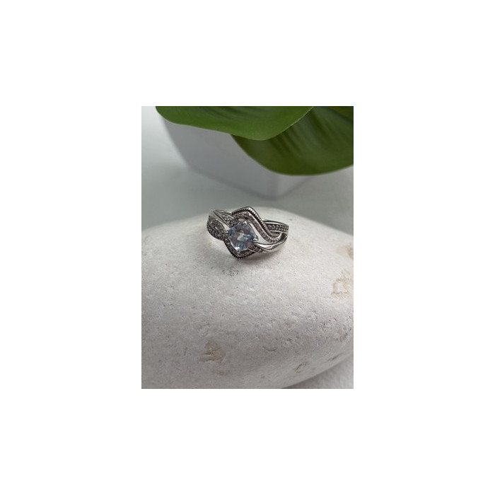 JWBR 925 Sterling Silver Topaz & Beryl Ring Size 7