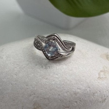 JWBR 925 Sterling Silver Topaz & Beryl Ring Size 7