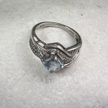 JWBR 925 Sterling Silver Topaz & Beryl Ring Size 7