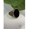 Men's 925 Sterling Silver Gold Plated Black Onyx Ring Size 9