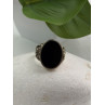 Men's 925 Sterling Silver Gold Plated Black Onyx Ring Size 9