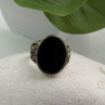 Men's 925 Sterling Silver Gold Plated Black Onyx Ring Size 9