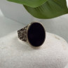 Men's 925 Sterling Silver Gold Plated Black Onyx Ring Size 9