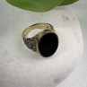 Men's 925 Sterling Silver Gold Plated Black Onyx Ring Size 9