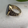 Men's 925 Sterling Silver Gold Plated Black Onyx Ring Size 9