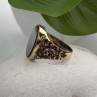 Men's 925 Sterling Silver Gold Plated Black Onyx Ring Size 9