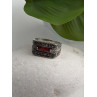 Men's  925 Sterling Silver Garnet & Marcasite Ring Size 10