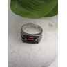 Men's  925 Sterling Silver Garnet & Marcasite Ring Size 10