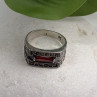 Men's  925 Sterling Silver Garnet & Marcasite Ring Size 10