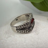Men's  925 Sterling Silver Garnet & Marcasite Ring Size 10