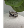 925 Sterling Silver Black & White Spinel Ring Size 6