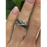 925 Sterling Silver Black & White Spinel Ring Size 6
