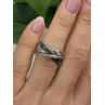 925 Sterling Silver Black & White Spinel Ring Size 6