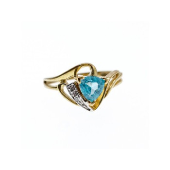 10K YELLOW GOLD TOPAZ & DIAMONDS RING SIZE 6.75