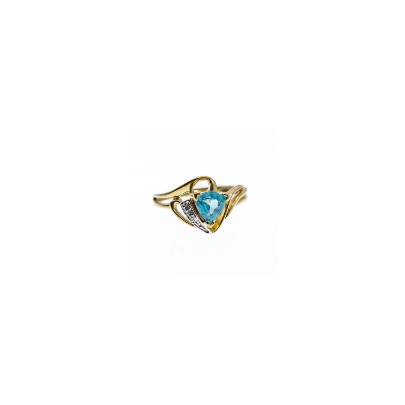 10K YELLOW GOLD TOPAZ & DIAMONDS RING SIZE 6.75