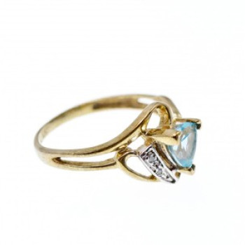10K Yellow Gold Topaz & Diamonds Ring Size 6.75
