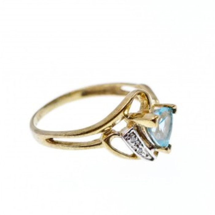 10K Yellow Gold Topaz & Diamonds Ring Size 6.75