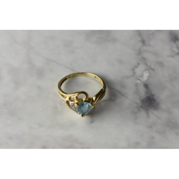 10K YELLOW GOLD TOPAZ & DIAMONDS RING SIZE 6.75