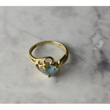 10K Yellow Gold Topaz & Diamonds Ring Size 6.75