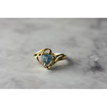 10K YELLOW GOLD TOPAZ & DIAMONDS RING SIZE 6.75