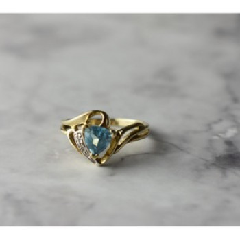 10K Yellow Gold Topaz & Diamonds Ring Size 6.75