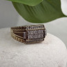 Men's 925 Sterling Silver Gold Plated White Sapphire Ring Size 10