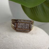 Men's 925 Sterling Silver Gold Plated White Sapphire Ring Size 10