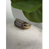 Men's 925 Sterling Silver Gold Plated White Sapphire Ring Size 10
