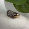 Men's 925 Sterling Silver Gold Plated White Sapphire Ring Size 10